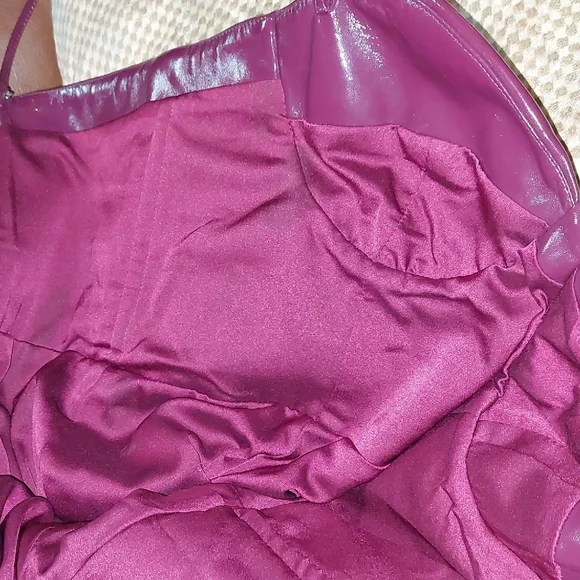 STAUD Plum Abstract Faux Leather Midi Dress Sz 12 - Picture 15 of 15